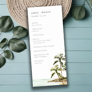 Convite Programa Tropical Palm Trees Beach Sand Wedding