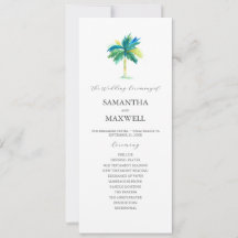 Programas de Casamento Tropical Watercolor Palm Tr