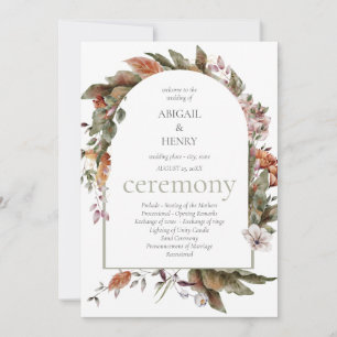 Convite Programas de Cerimônia Floral de Casamento de Autu