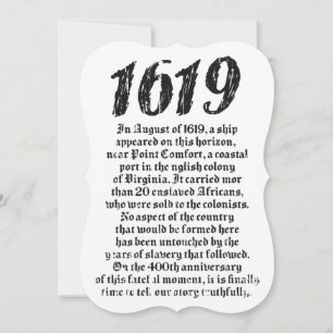 Convite Projeto 1619 Estabelecido História Negra American