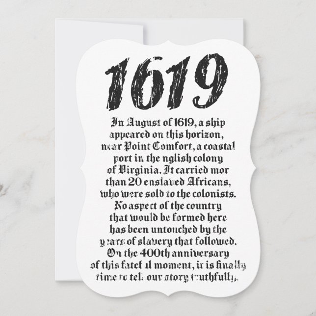 Convite Projeto 1619 Estabelecido História Negra Americana (Frente)