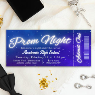 Convite Prom Night - Under the Stars Ticket Invitation