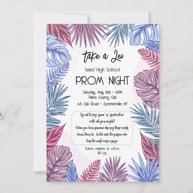 Convite Prom Tropical (Frente)