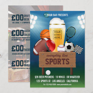 Convite Promoção de Menu de Evento em Bar de Esportes adic