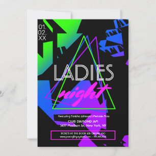 Convite Promocional Neon Ladies Night Geometric Club Flyer