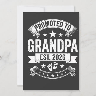 Convite Promoted to Grandpa Est 2026 New Grandpa Announcem