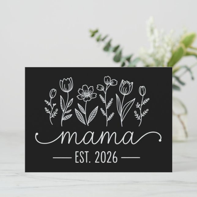 Convite Promovida a Mamãe 2026 Gravidez Floral Nova Mamãe  (Em pé/Frente)