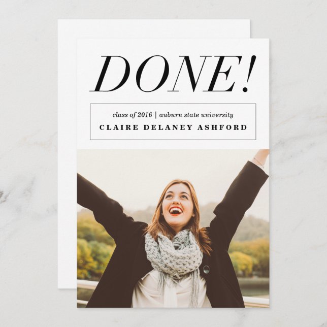 Convite Pronto! Anúncios de Foto de Graduação de na moda (Frente/Verso)