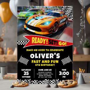 Convite Pronto Definir Race Car Festa de aniversário