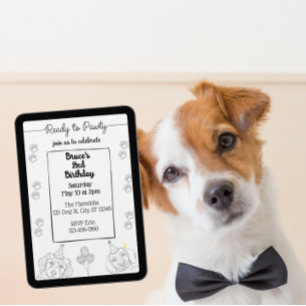 Convite Pronto para a Festa, Aniversário do Cachorro Linha