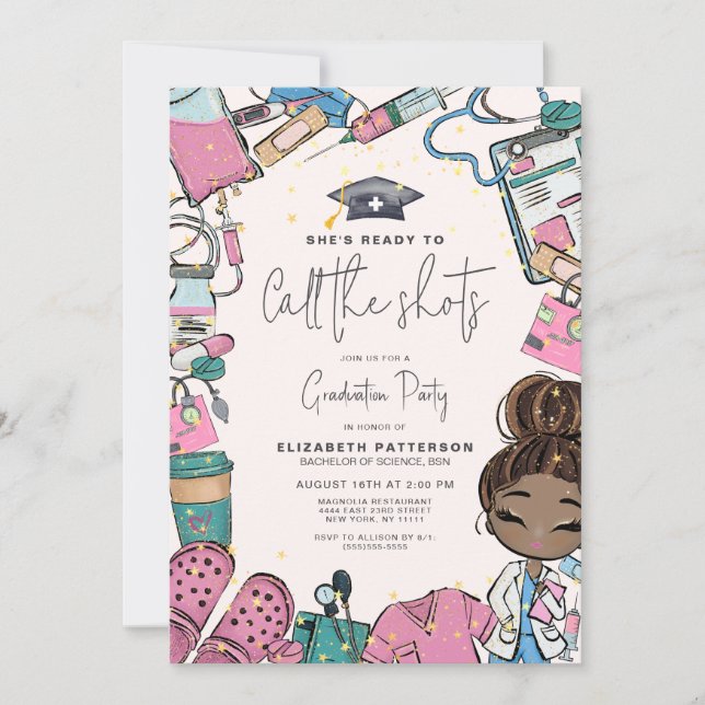 Convite Pronto para chamar a Festa de formatura de Enferme (Frente)