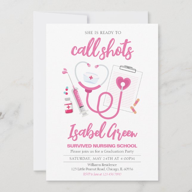 Convite Pronto para chamar Shots Enfermeiro Graduação (Frente)