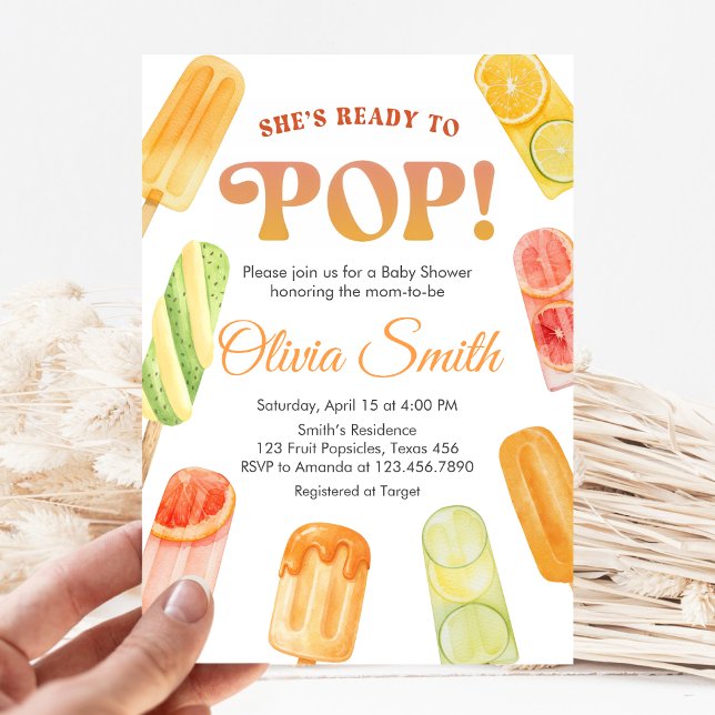 Convite Pronto para Estourar Churrasco de Bebê Picolé (Popsicle Summer Baby Shower Invitation)