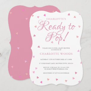 Convite Pronto Para Estourar Coração Rosa Baby Shower / Sp