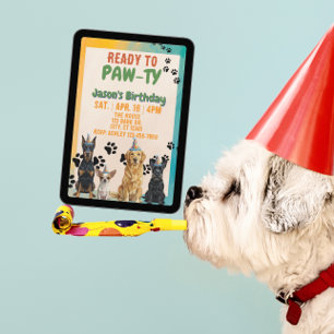 Convite Pronto para PAW-TI, cães de festa, aniversário