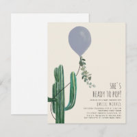 Pronto para Pop Balão Cactus Chá de fraldas Azul 