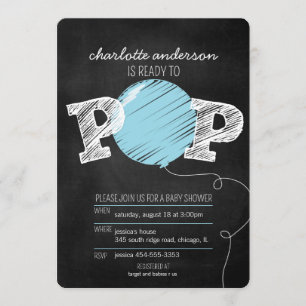 Convite Pronto para Pop Blue Balloon Boy Convidar