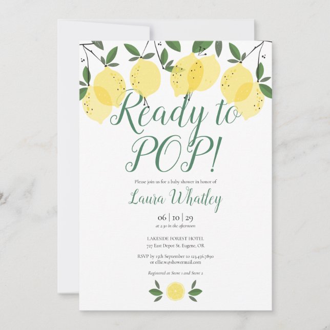 Convite Pronto para POP Lemons Baby Shower (Frente)