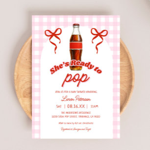 Convite Pronto Para Pop Pink Girl Soda Chá de fraldas