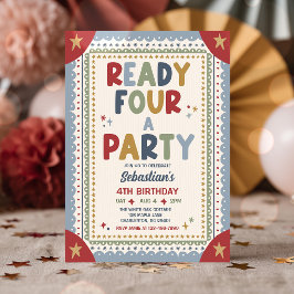 Convite Pronto para uma festa divertida para menino de 4 a