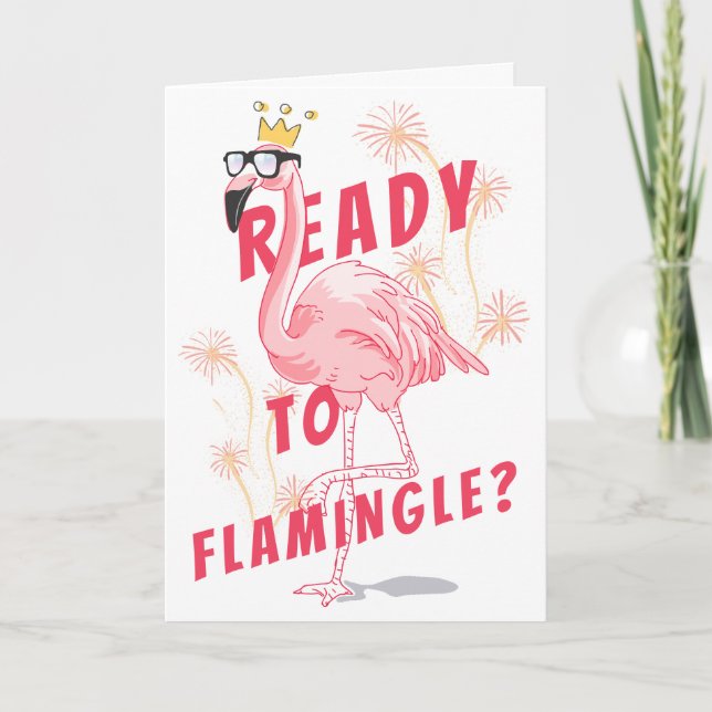 Convite Prontos Para Flamingle? Funny Flamingo Birthday (Frente)