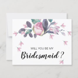 Convite Proposta bonito de Bridesmaid Floral Rosa