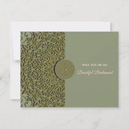 Convite Proposta da Elegante Modern Sage green gold brides