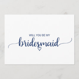 Convite Proposta de Bridesmaid da Caligrafia Simples marin