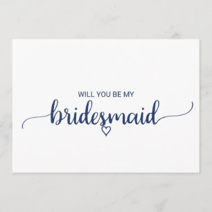Convite Proposta de Bridesmaid da Caligrafia Simples marin