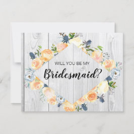 Convite Proposta de Bridesmaid da Madeira Floral Rústica d
