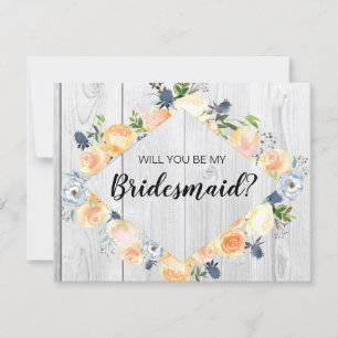 Convite Proposta de Bridesmaid da Madeira Floral Rústica d