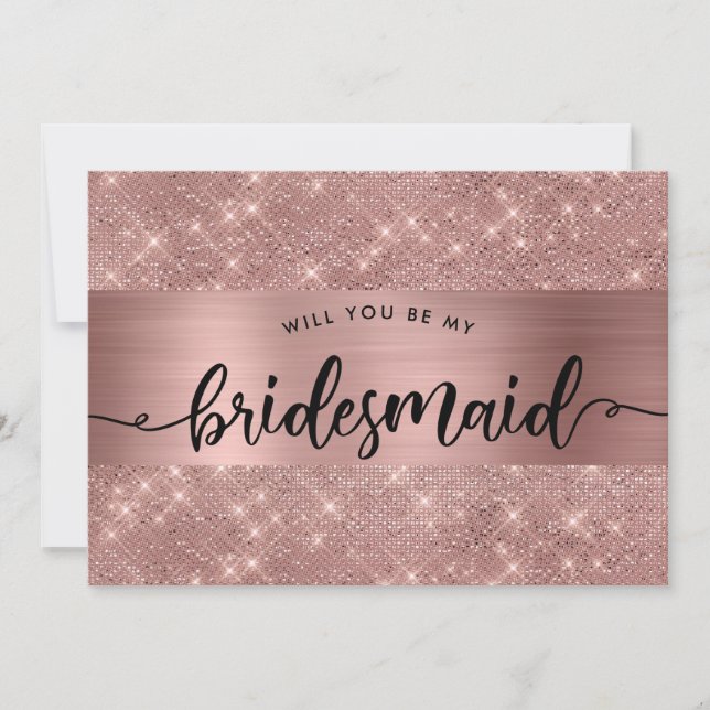Convite Proposta de Bridesmaid da Rosa Chic Dourada (Frente)