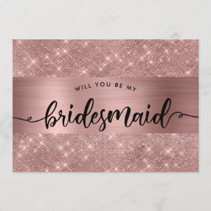 Convite Proposta de Bridesmaid da Rosa Chic Dourada