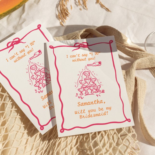 Convite Proposta de Bridesmaid da Torre de Champagne Manus (Criador carregado)