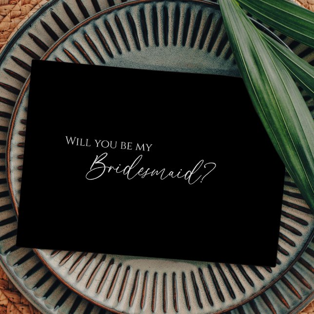 Convite Proposta de Bridesmaid de Casamento Negra Clássico (Criador carregado)