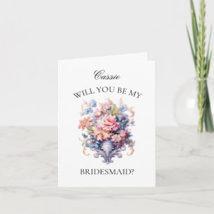 Convite Proposta de Bridesmaid de Flores Rosa Vintage