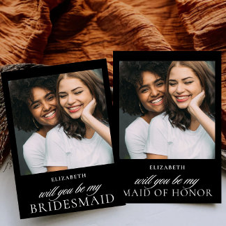 Convite Proposta de Bridesmaid de Foto de Script Minimalis