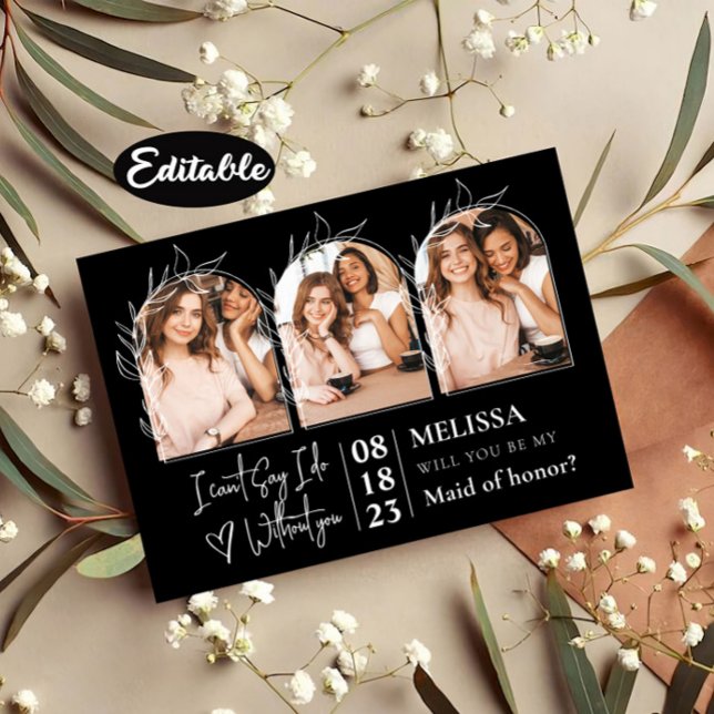 Convite Proposta de Bridesmaid de Linda Colagem de Fotos e (Criador carregado)