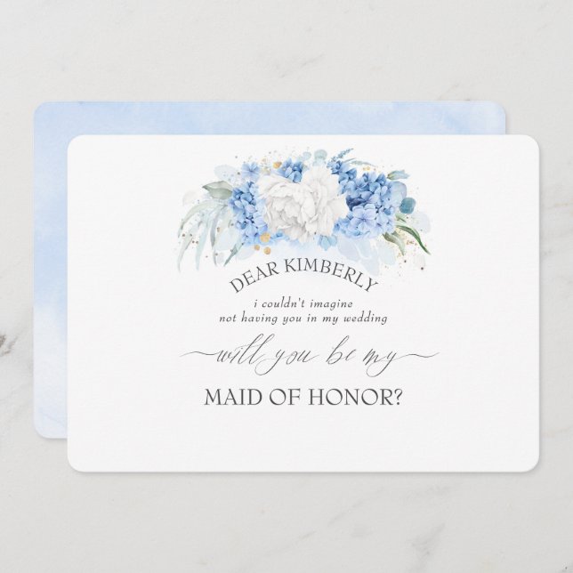 Convite Proposta de Bridesmaid de Madrinha de casamento Az (Frente/Verso)