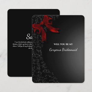 Convite Proposta de Bridesmaid do Arco Vermelho Negro Eleg