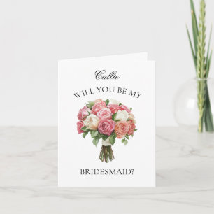 Convite Proposta de Bridesmaid do Buquê de Rosas Rosa Mist