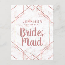 Proposta de Bridesmaid do Rosa de mármore branco e