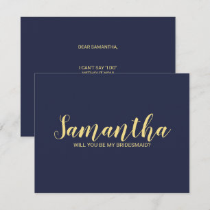 Convite Proposta de Bridesmaid do Script Moderno Dourado m