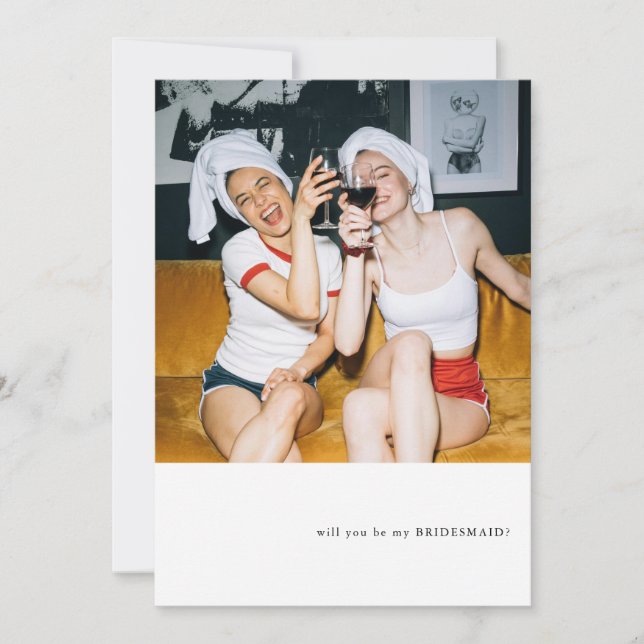 Convite Proposta de Bridesmaid do Tema de Foto Simples (Frente)