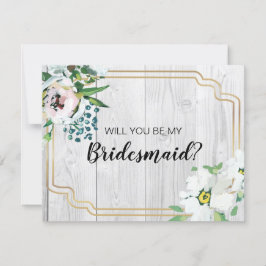 Convite Proposta de Bridesmaid Dourada Floral Rustic Barnw