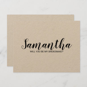Convite Proposta de Bridesmaid   Papel Kraft para Script M