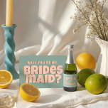 Convite Proposta de Bridesmaid Rosa e Azul Funny<br><div class="desc">Azul-rosa-foto do Dia de as mães retrô</div>