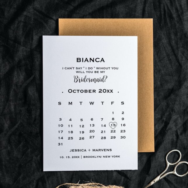 Convite Proposta de dama de calendário de caligrafia elega (Criador carregado)