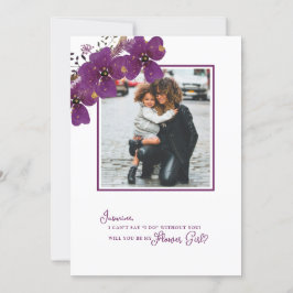 Convite Proposta de Dama de Flores em Foto Roxa