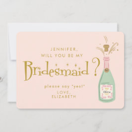 Convite Proposta de Dama de Honra com Escrita à Mão Rosa e